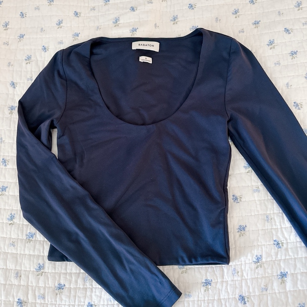Babaton Deep Blue Long Sleeve Bodysuit